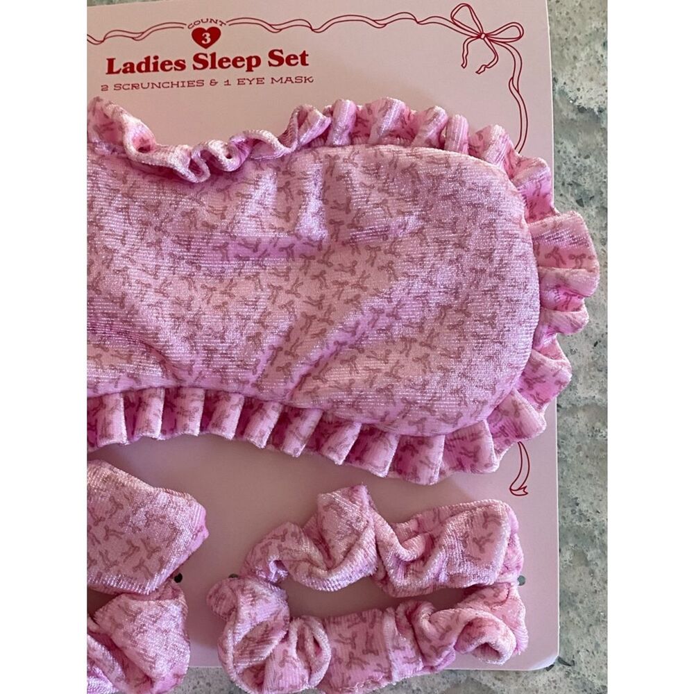 Target Pink Ruffled Eye Mask with Matching Scrunchies - Picture 3 of 4